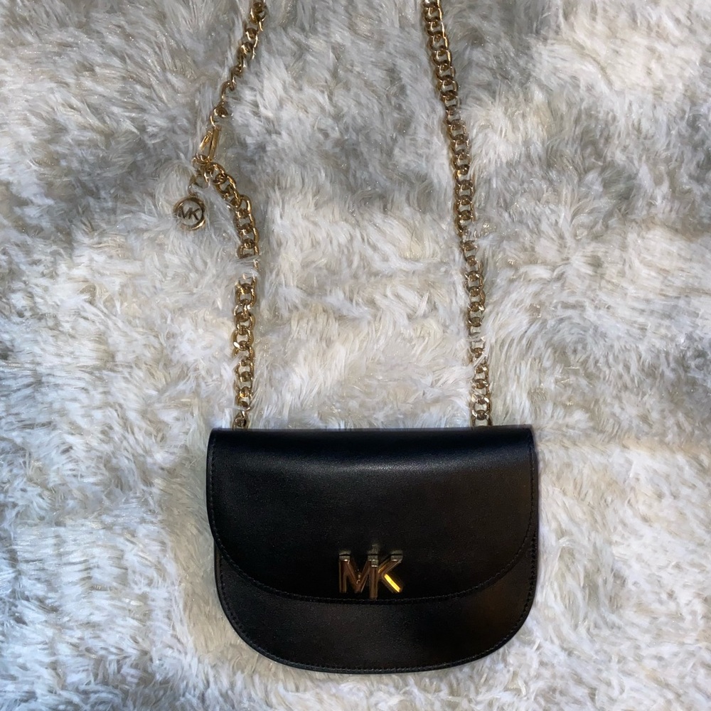 Michael Kors Black Waist Bag with Gold Chain